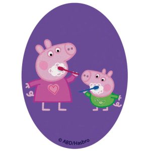 Parches Ropa Peppa Pig – Parche Impreso Ropa – Animales – (licencia oficial) – Peppa Pig – Peppa & George cepillándose los dientes – Familia – Family – Aprender – 11,0 x 8,0 cm. – Moda The Happy Patch
