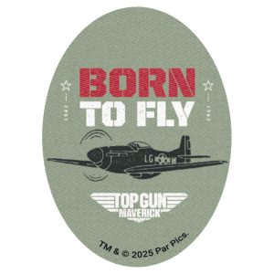 Parches Ropa Top Gun – Parche Impreso Ropa – (licencia oficial) – Top Gun Maverick – Born to Fly – Emblema – Aviones – Guerrer@s – Aventurer@s – 11,0 x 8,0 cm. – Moda The Happy Patch