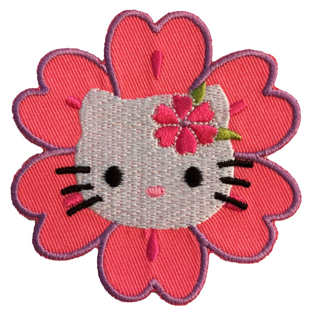 Parches Ropa Sanrio – Parche Bordado Ropa – (licencia oficial) – Animales – Hello Kitty – Gata & Flor – Bebé – Infantil – 6,2 x 6,2 cm. - Moda The Happy Patch