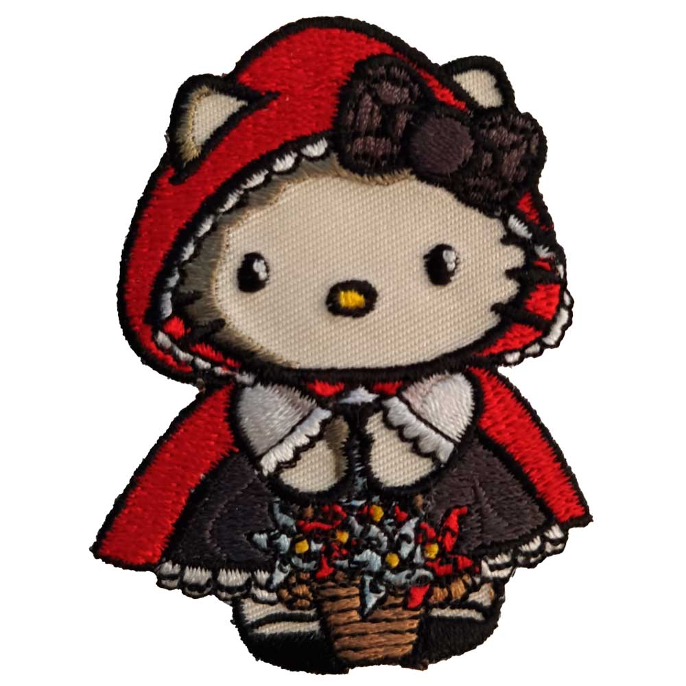 Parches Ropa Sanrio – Parche Bordado Ropa – (licencia oficial) – Animales – Hello Kitty – Gata Caperucita Roja – Bebé – Infantil – Cuentos – 5,0 x 6,5 cm. - Moda The Happy Patch