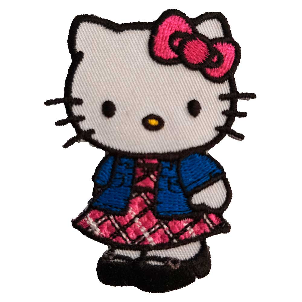 Parches Ropa Sanrio – Parche Bordado Ropa – (licencia oficial) – Animales – Hello Kitty – Gata con Chaqueta Azul – Bebé – Infantil – 4,9 x 6,2 cm. - Moda The Happy Patch