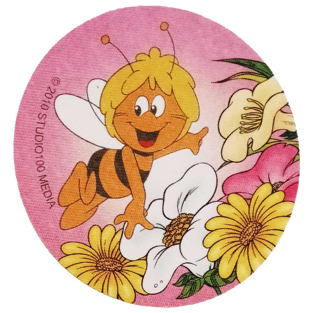 Parches Ropa La Abeja Maya – Parche Impreso Ropa – (licencia oficial) – Infantil – Animales – Abeja & Flores – Naturaleza – Mundo Fantasía – Tiernos – 7,2 x 7,6 cm. – Moda The Happy Patch