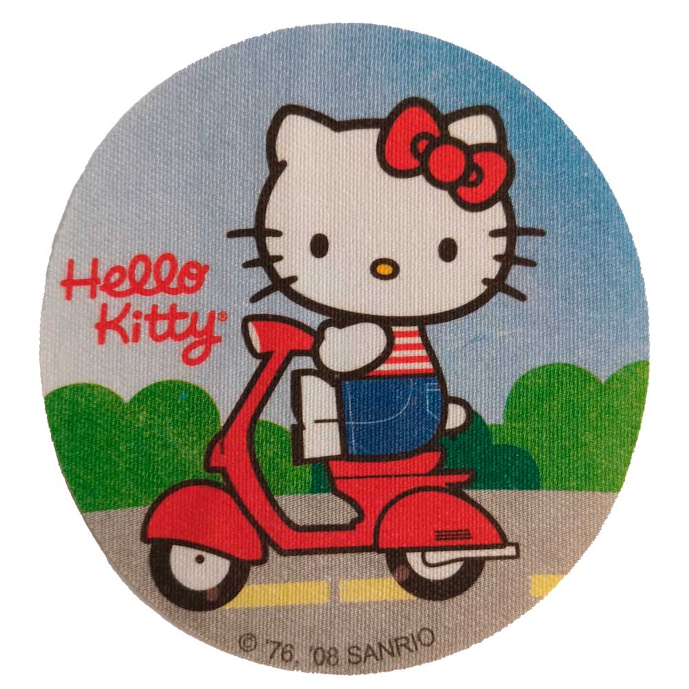 Parches Ropa Sanrio – Parche Impreso Ropa – (licencia oficial) – Animales – Hello Kitty – Gata & Moto Vespa – Bebé – Infantil – 7,0 x 7,5 cm. - Moda The Happy Patch