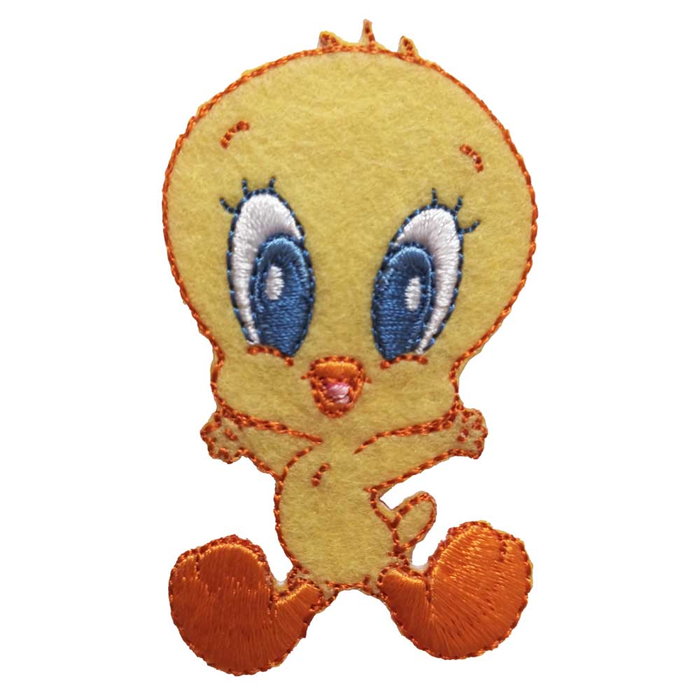 Parches Ropa Warner Bros – Parche Bordado Ropa – Animales – (licencia oficial) – Bebé – Baby Looney Tunes – Tweety & Jump – Canario Piolín & Feliz – Tiernos – 4,1 x 7,1 cm. – Moda The Happy Patch