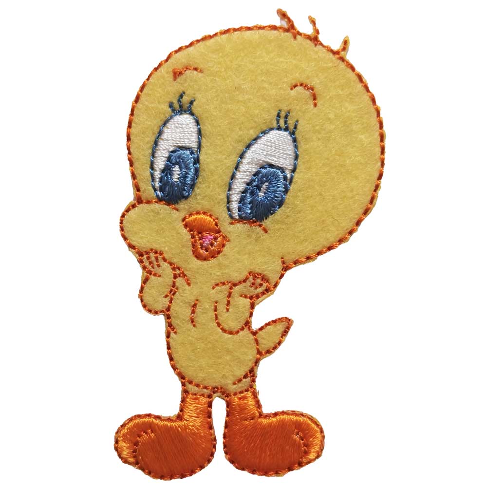 Parches Ropa Warner Bros – Parche Bordado Ropa – Animales – (licencia oficial) – Bebé – Baby Looney Tunes – Tweety – Canario Piolín & Sorprendido & Ilusión – Tiernos – 4,0 x 7,0 cm. – Moda The Happy Patch