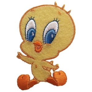 Parches Ropa Warner Bros – Parche Bordado Ropa – Animales – (licencia oficial) – Bebé – Baby Looney Tunes – Tweety & Jump – Canario Piolín & Feliz – Tiernos – 5,0 x 6,8 cm. – Moda The Happy Patch