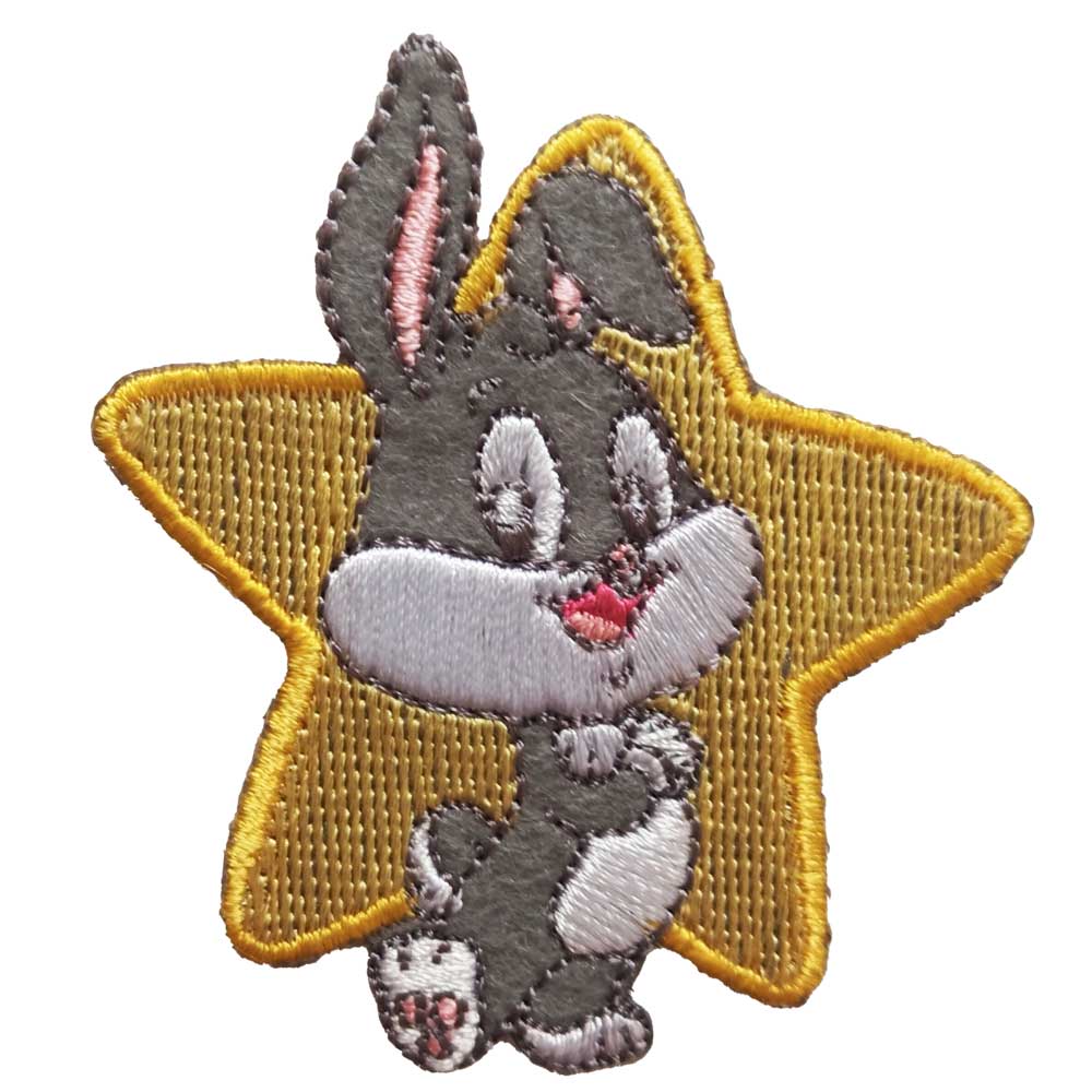 Parches Ropa Warner Bros – Parche Bordado Ropa – Animales – (licencia oficial) – Baby Looney Tunes – Conejo Bugs Bunny & Estrella – Bebé – Tiernos – Adorable – Cute – Star – 5,8 x 6,5 cm. – Moda The Happy Patch