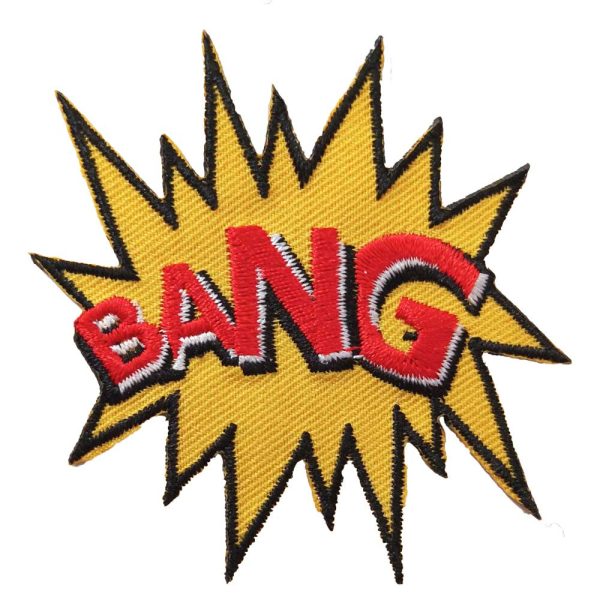 Parches Ropa – Parche Bordado Ropa – Exclusivo – Comic – Sonido – Símbolo – Disparo – Bang – 6,7 x 7,0 cm. – Moda The Happy Patch