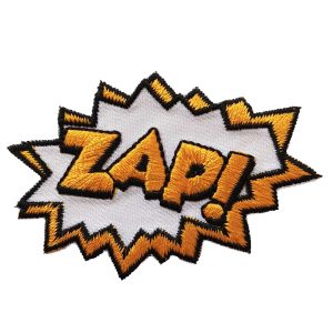 Parches Ropa – Parche Bordado Ropa – Exclusivo – Comic – Sonido – Símbolo – Descarga Energía – Zap – 6,0 x 4,5 cm. – Moda The Happy Patch