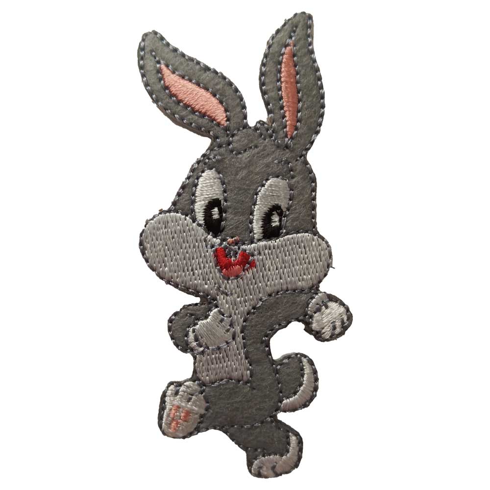 Parches Ropa Warner Bros – Parche Bordado Ropa – Animales – (licencia oficial) – Baby Looney Tunes – Conejo Bugs Bunny Caminando – Bebé – Tiernos – Adorable – Cute – 3,4 x 8,4 cm. – Moda The Happy Patch