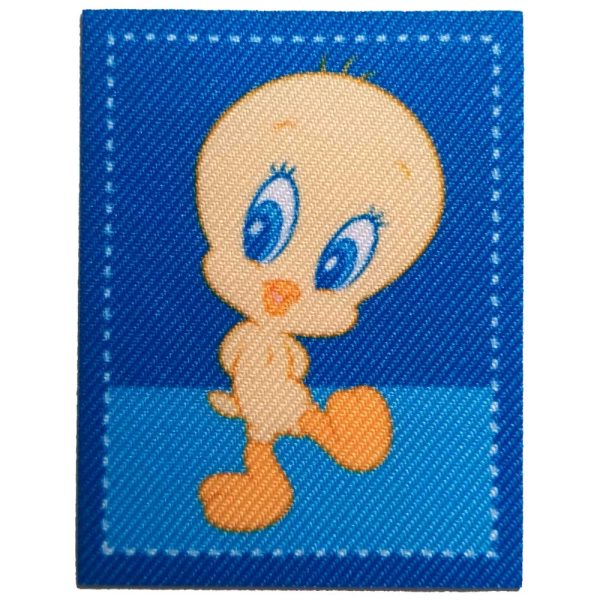 Parches Ropa Warner Bros – Parche Impreso Ropa – Animales – (licencia oficial) – Baby Looney Tunes – Tweety – Canario Piolín – Bebé – Tiernos – 5,4 x 7,0 cm. – Moda The Happy Patch
